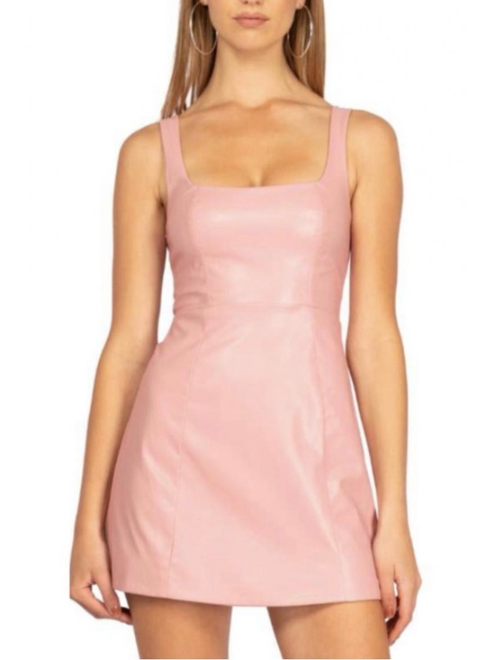 For Love And Lemons Dresses & Skirts - For Love & Lemons Talia Mini Dress Pink Faux Leather Square Neck Small
